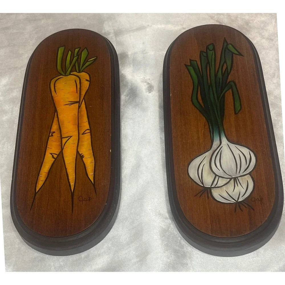 Vintage retro wood country kitchen signs veggie folk 9